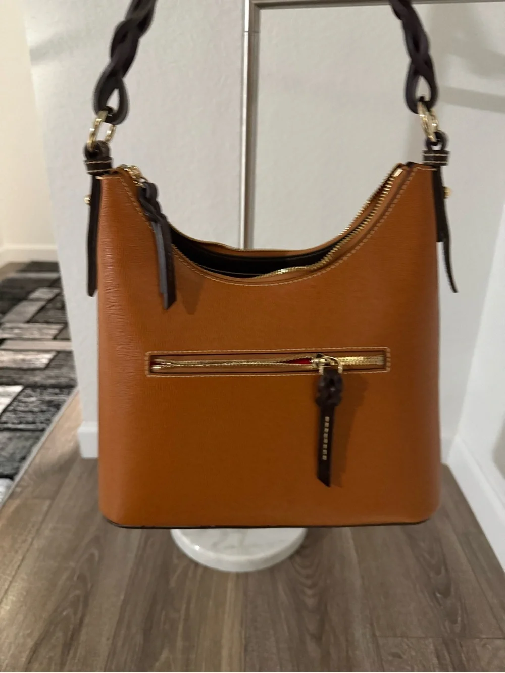 Dooney & Bourke Chestnut Brown Bryce Hobo with Dark Brown Strap with Wallet